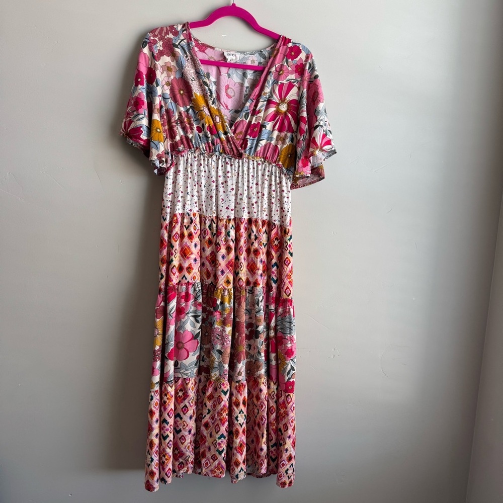 Bibi Floral Patchwork Midi Dress